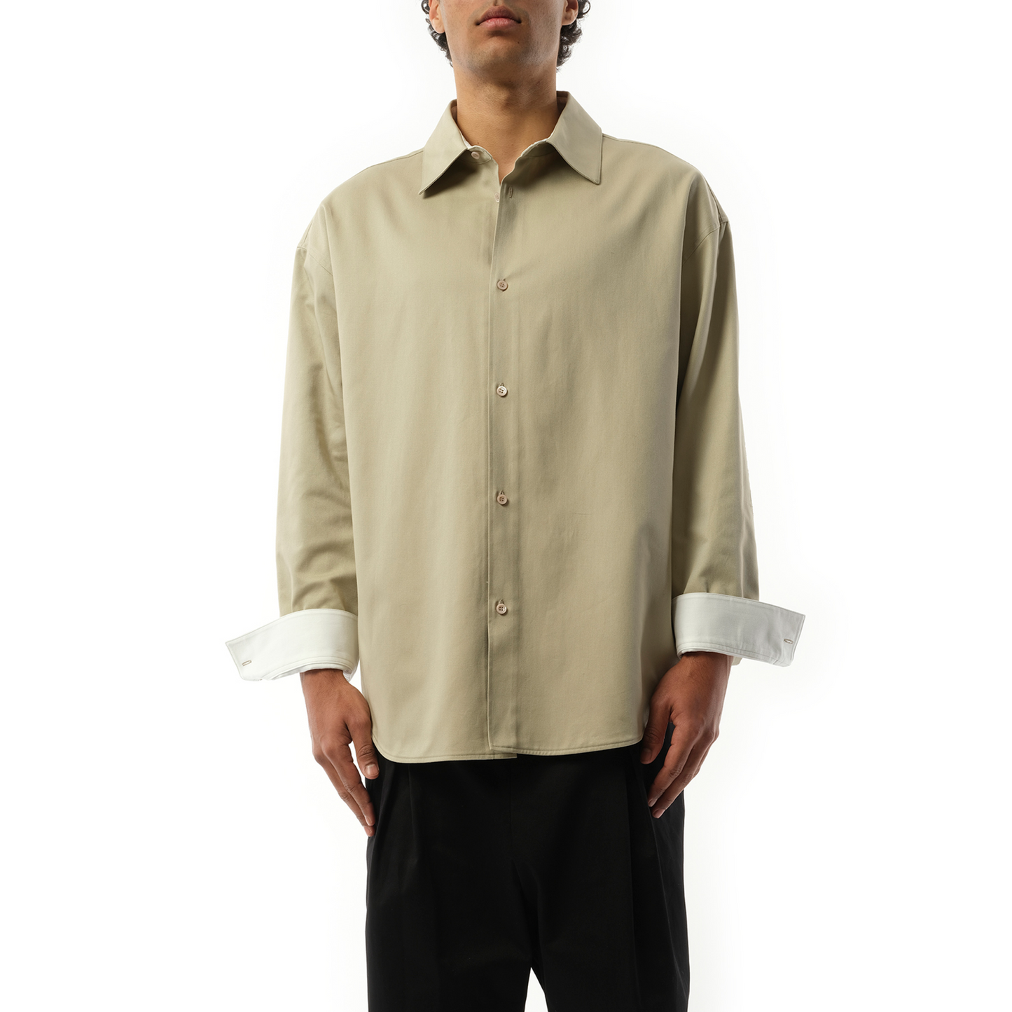 Anagram Overshirt in Sand/White