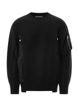 Sacai Sponge Sweat Nylon Twill Sweatshirt in Black