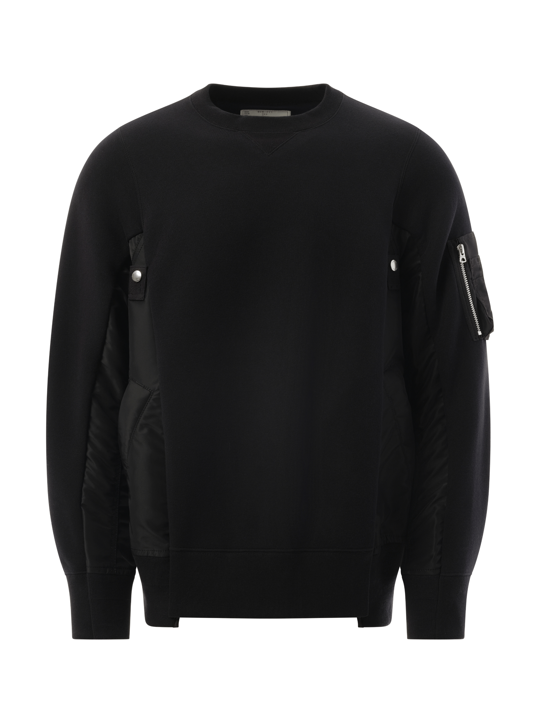 Sacai Sponge Sweat Nylon Twill Sweatshirt in Black