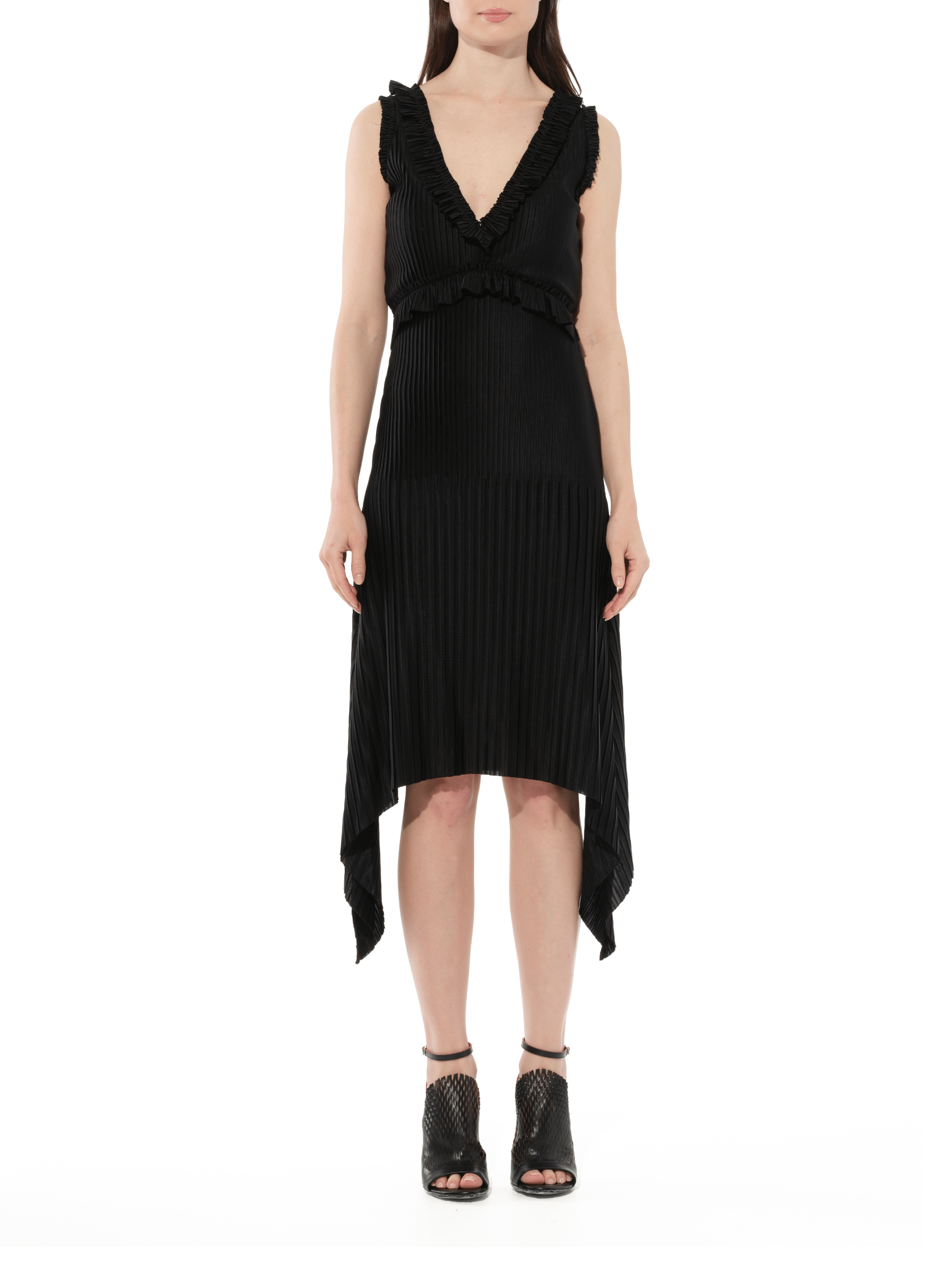 Short Pleated Dress in Black