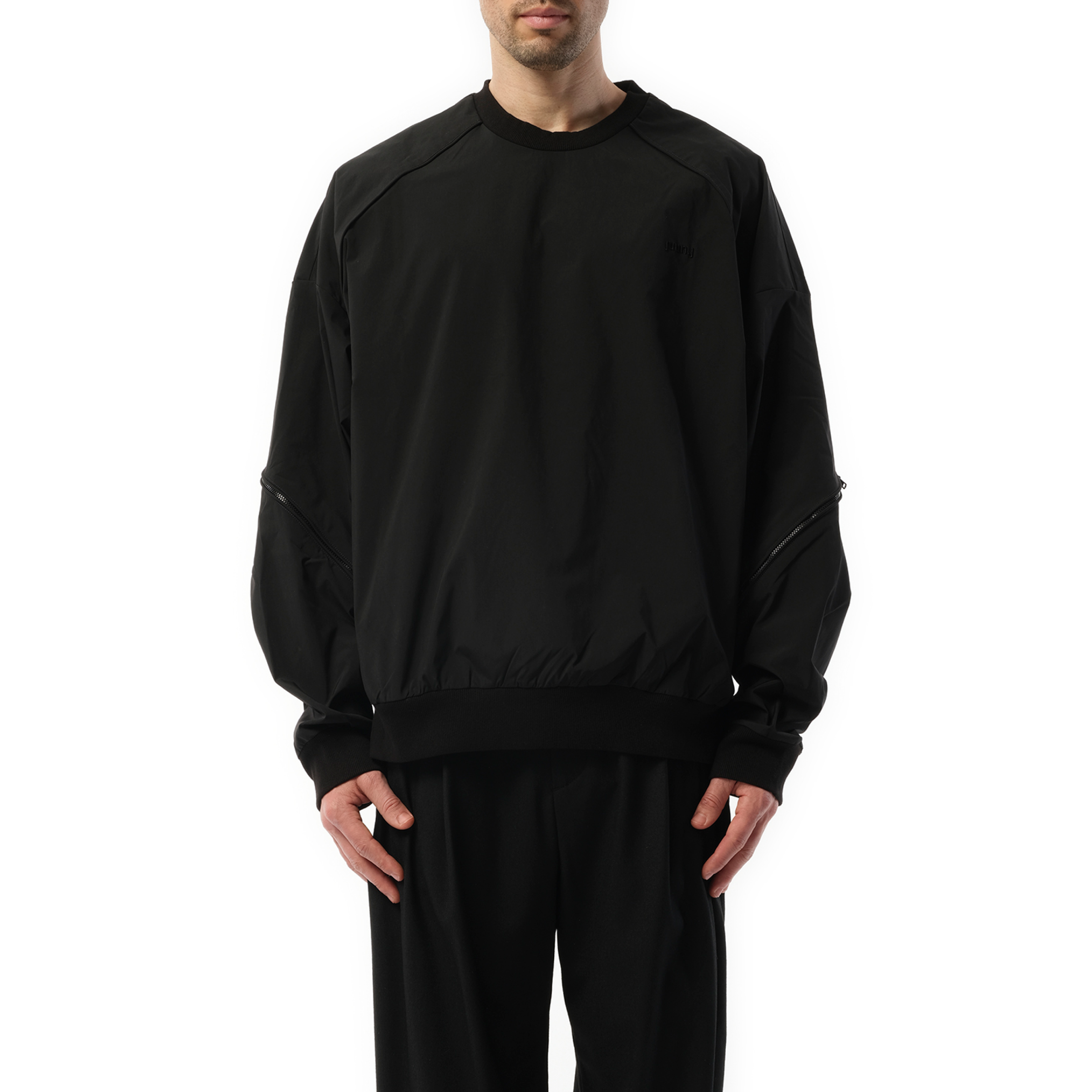 Oblique Zipper Sweatshirt in Black