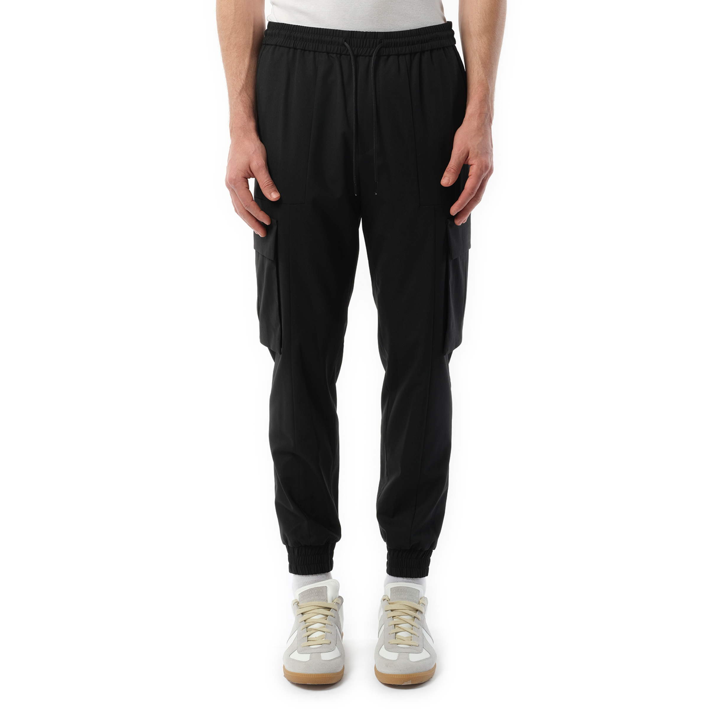 Wool Blended Cargo Pants in Black