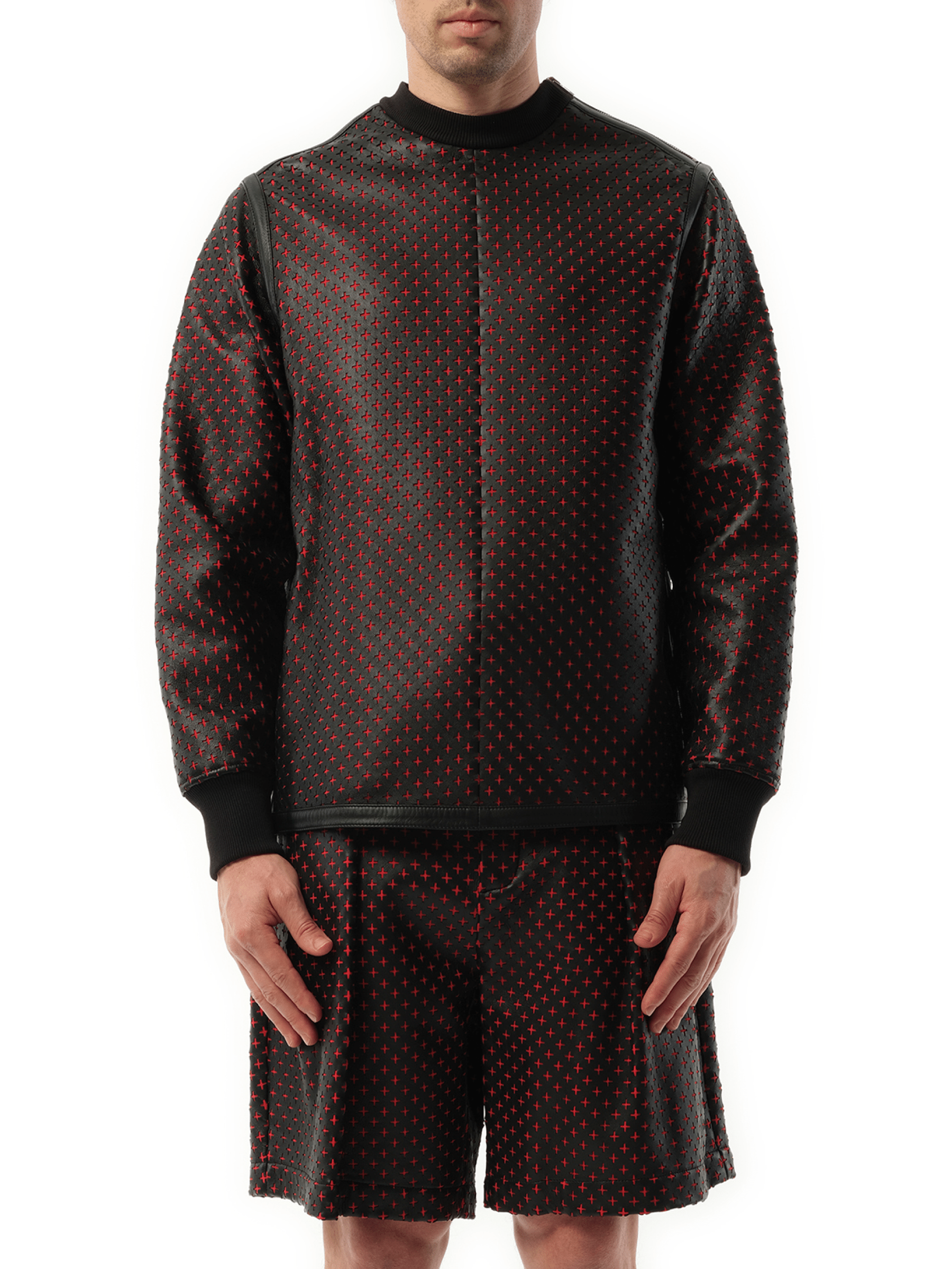 Leather Sweatshirt in Black