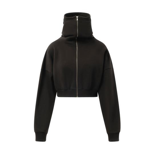 Cropped Full Zip Hoodie in Soot