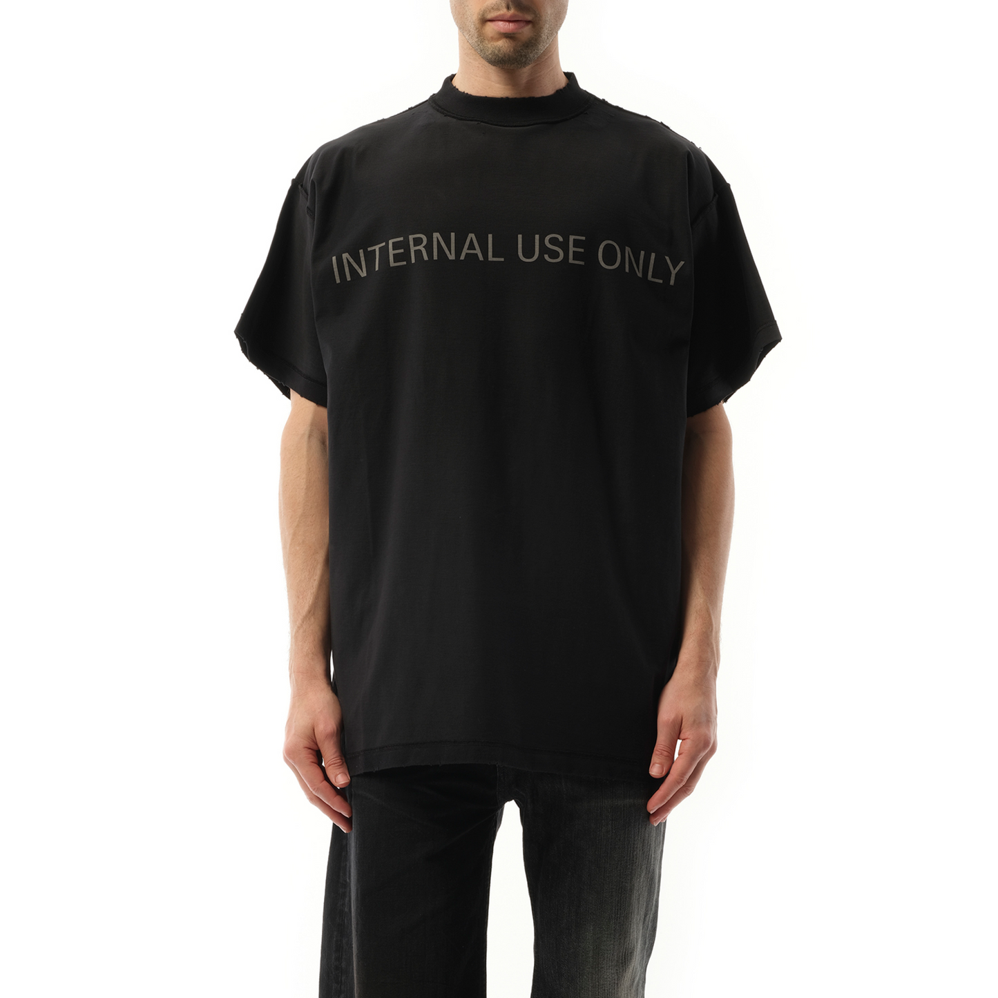 Internal Use Only Inside Out Oversized T-Shirt in Black