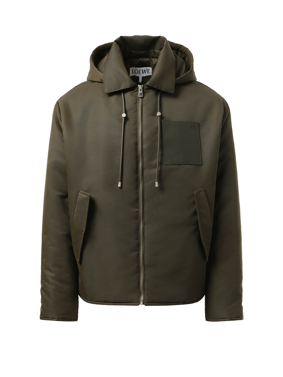 Loewe Padded Hood Jacket in Khaki Green