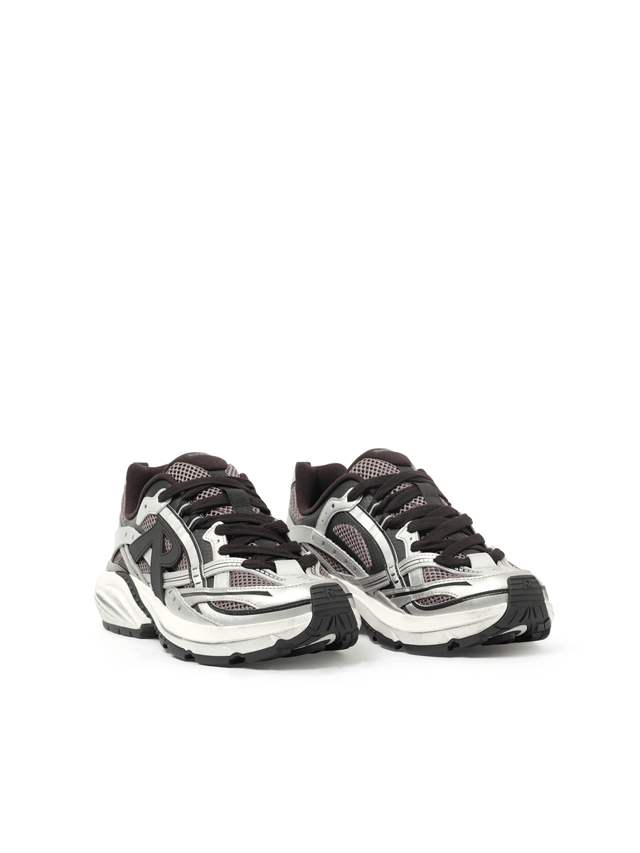 Storm Runners Sneakers in Silver/Black Front View | REPRESENT