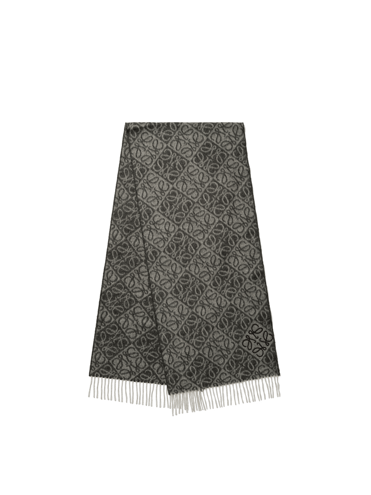 Loewe Anagram Wool Cashmere Scarf in Dark Grey