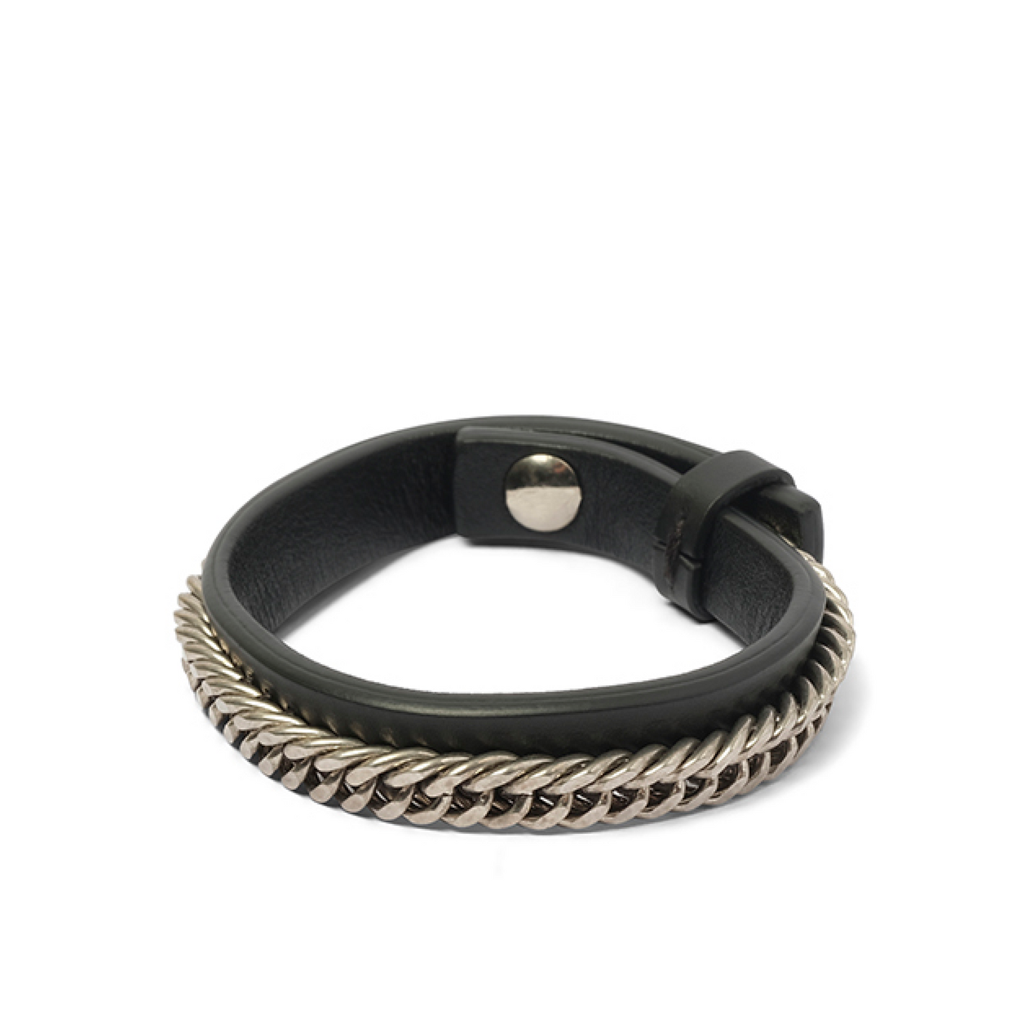 Leather Bracelet Chain in Black