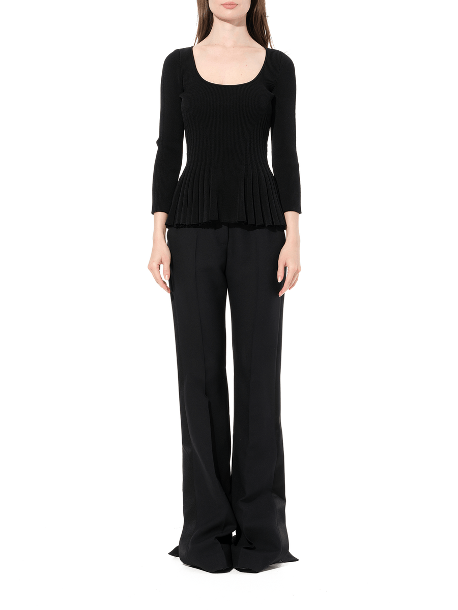 Scoop Pleated Knitwear in Black