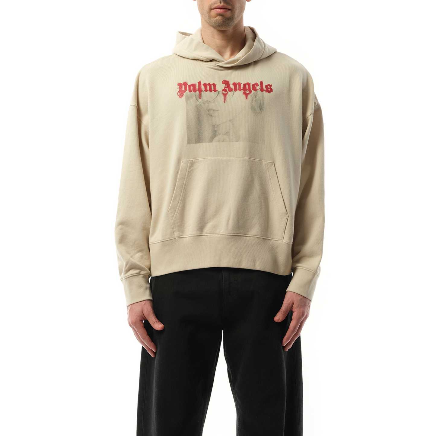 Portrait Pencil Hoodie in Light Beige