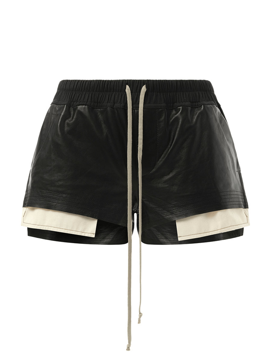 Rick Owens Leather FOG Boxer Shorts in Black