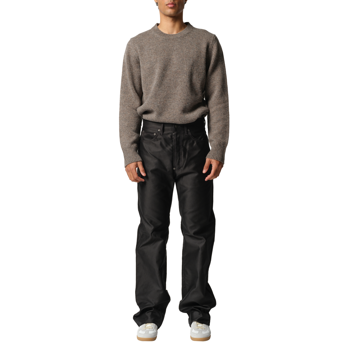 Cotton Satin 5 Pocket Pants in Black