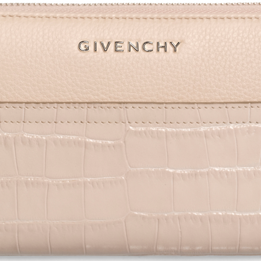 Pandora Embroidered Zip Wallet in Nude