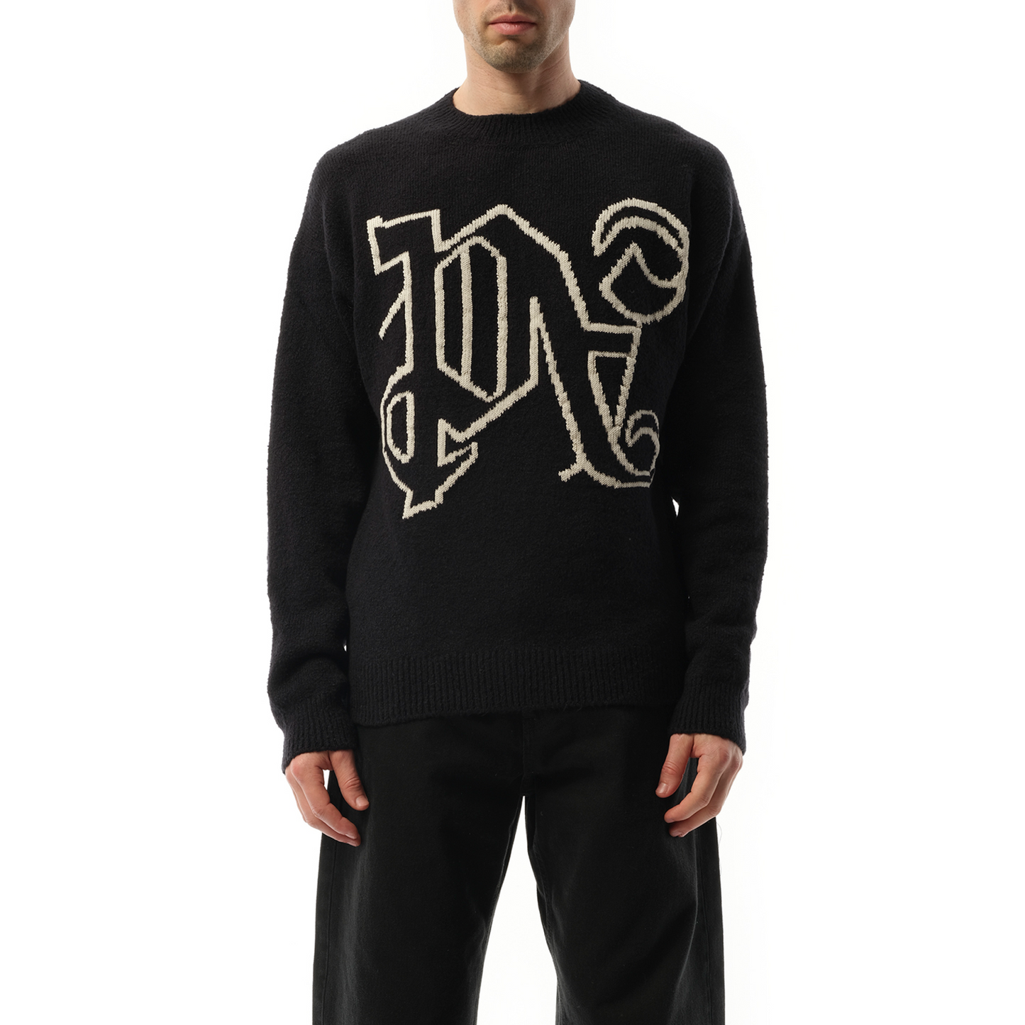 PA Monogram Sweater in Black/Off White