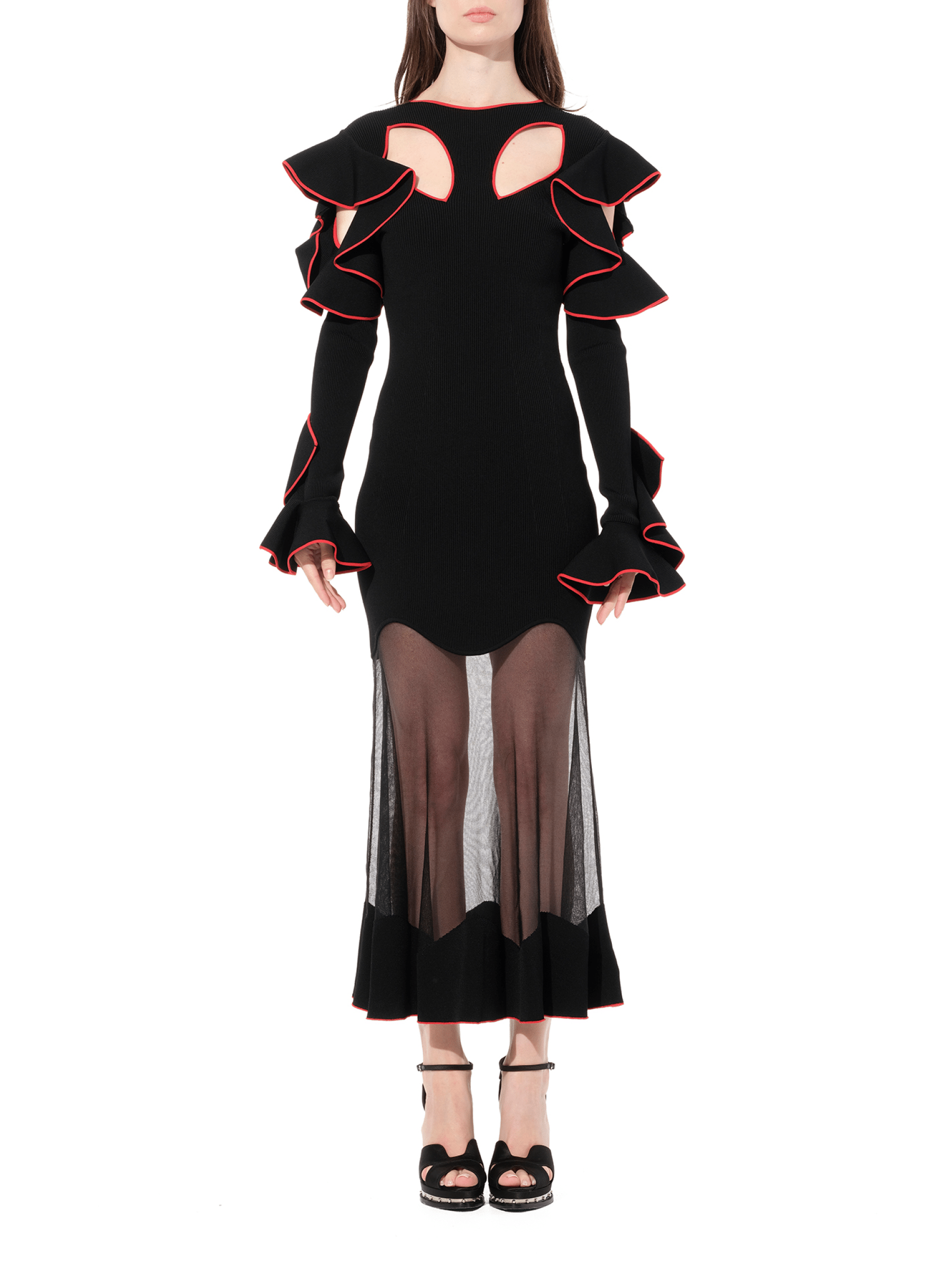 Long Sleeve Knit Dress in Black