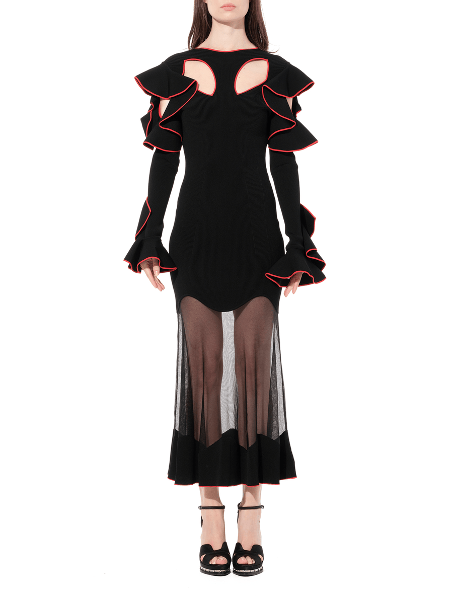 Long Sleeve Knit Dress in Black