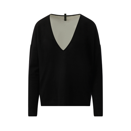 Double-sided V Neckline Sweater in Black