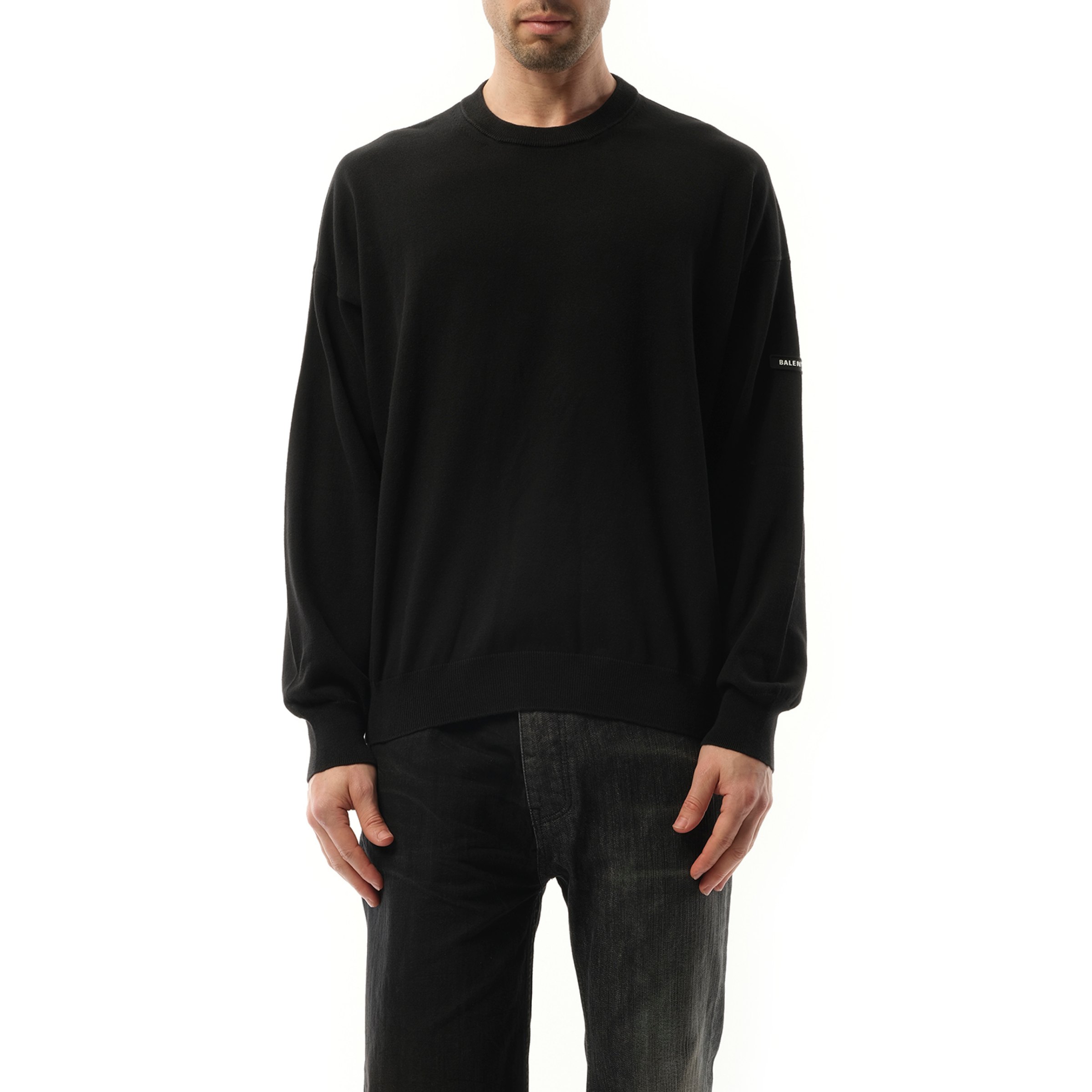 Rubber Patch Knit Sweater in Black