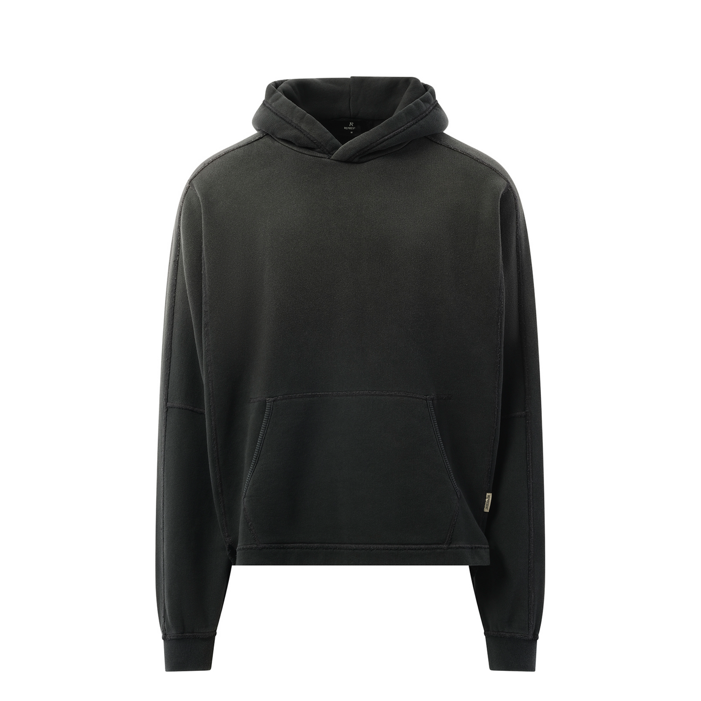 Step Hem Hoodie in Stained Black