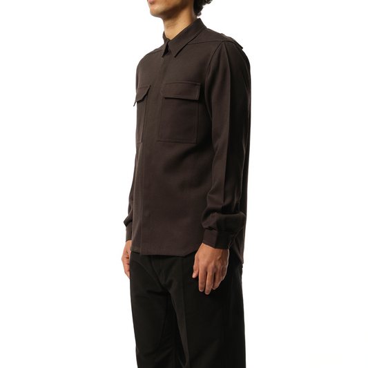 Wool Drill Outer Shirt in Dark Dust