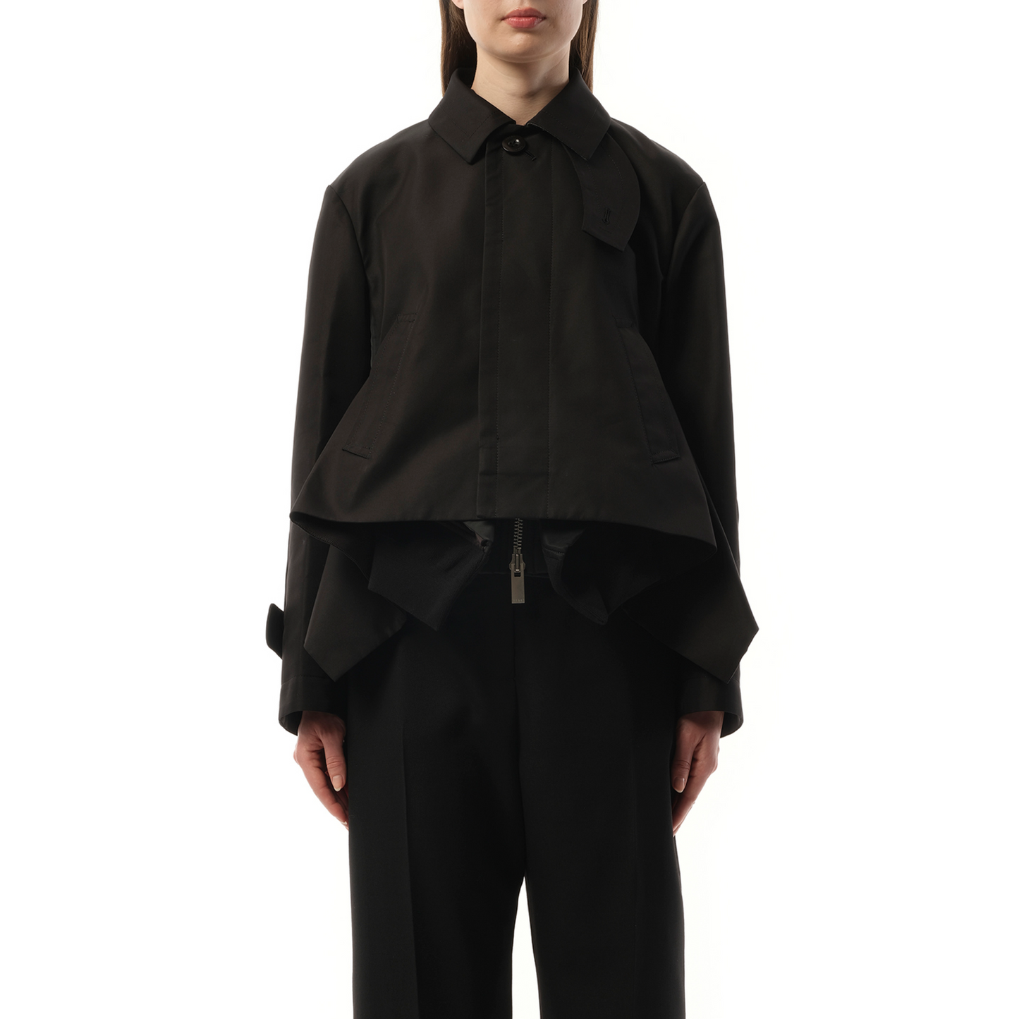 Cotton Gabardine x Nylon Twill Blouson in Black