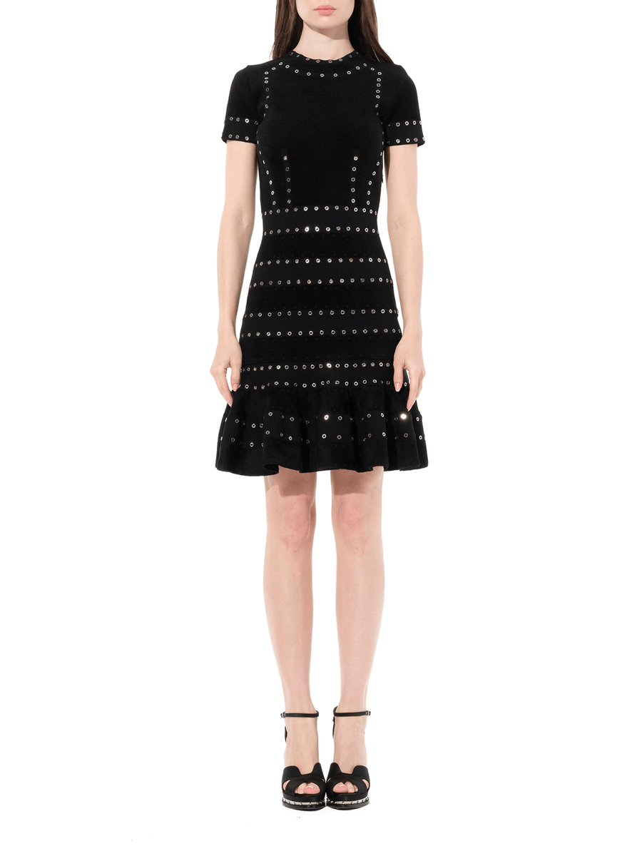 Eyelet Mini Dress in Black