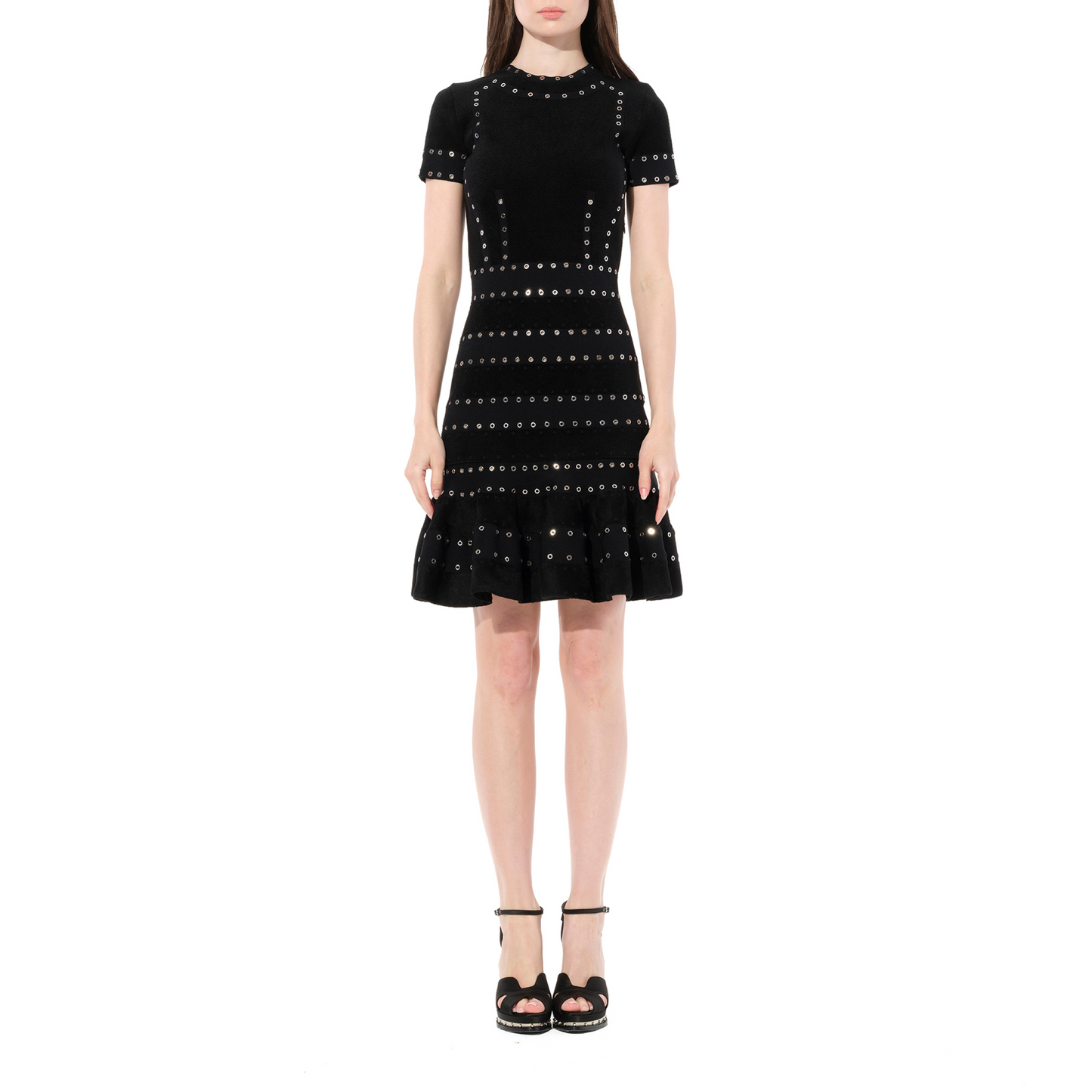 Eyelet Mini Dress in Black