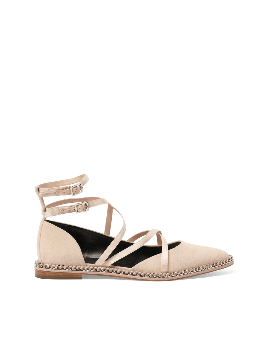 Laced Ballerina in Pink Side View | LANVIN
