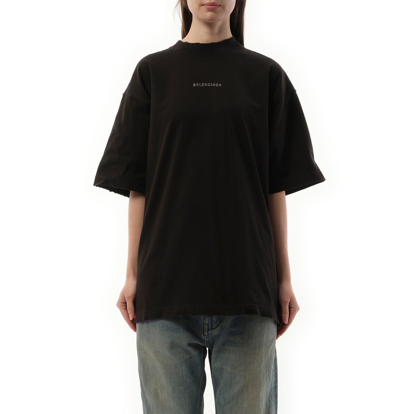 Back Strass Medium Fit T-Shirt in Faded Black