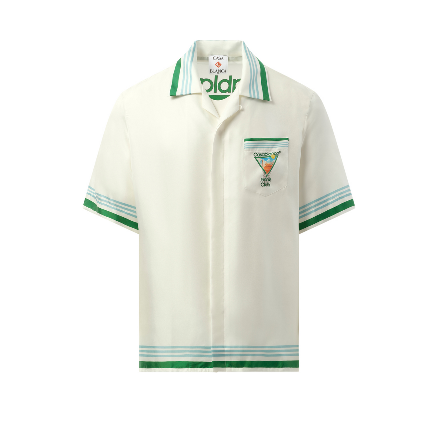 Metaphysical Tennis Icon Cuban Collar Shirt in White/Green