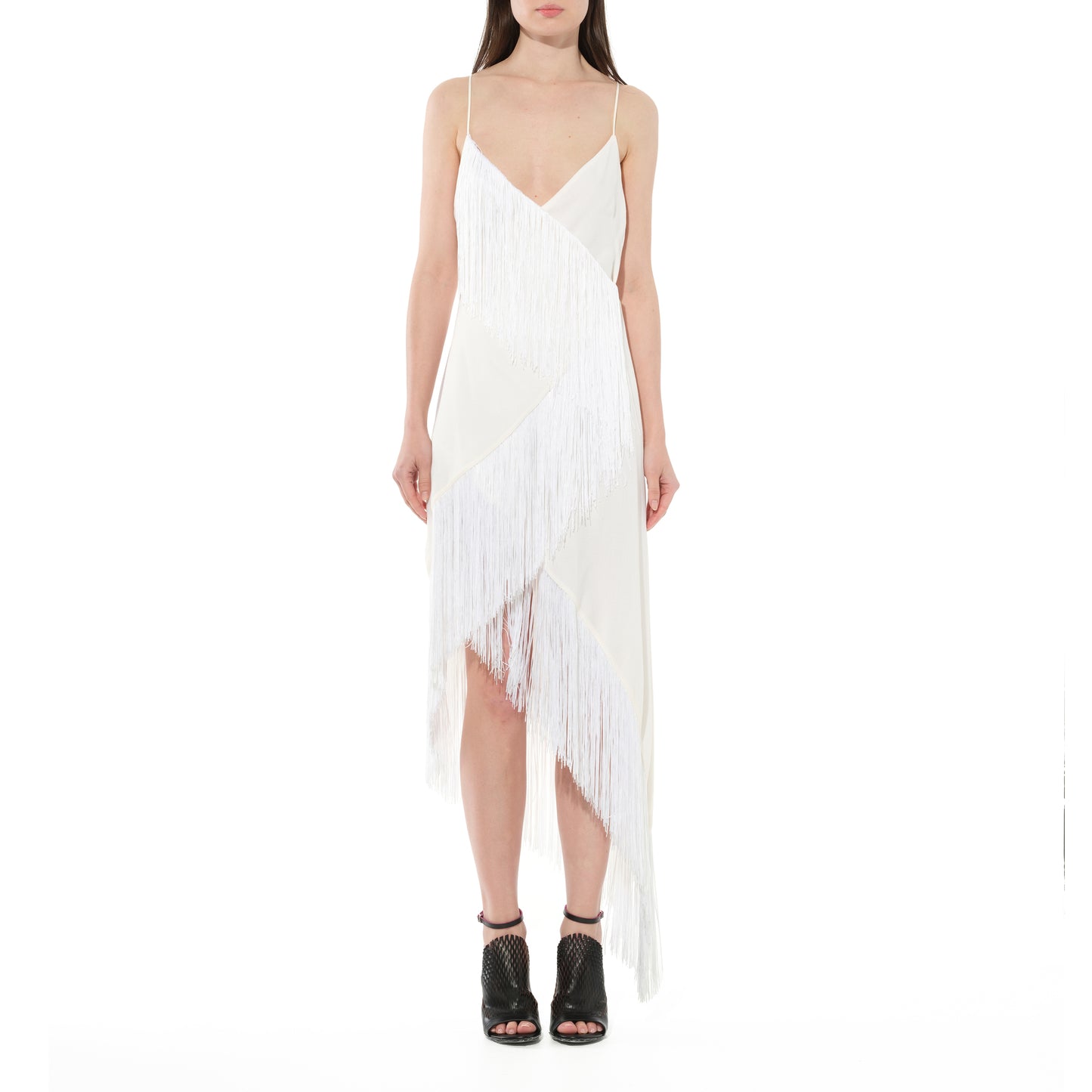 Fringes Dress in White