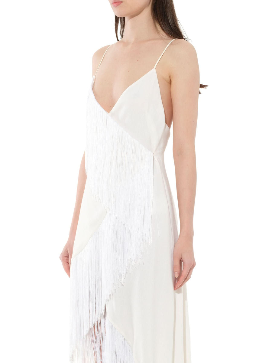 Fringes Dress in White