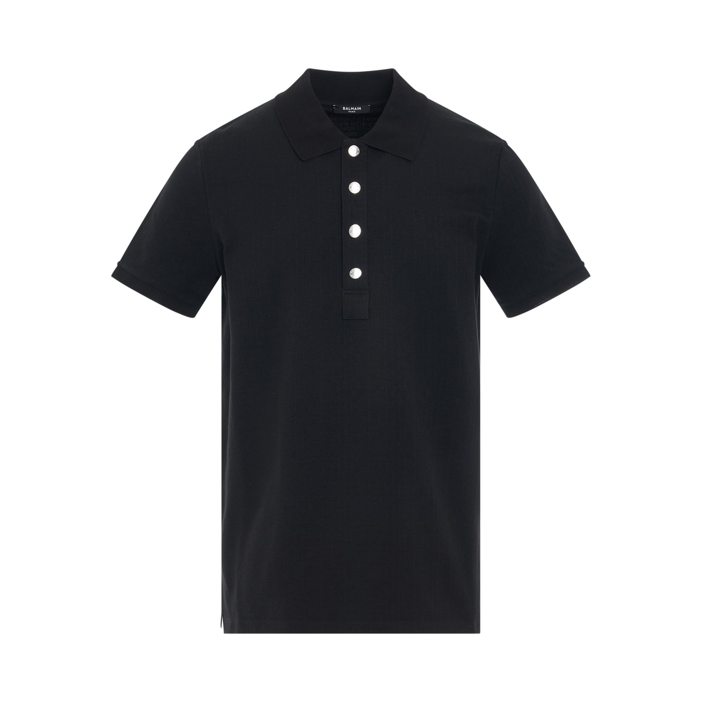 Monogram Cotton Pique Polo in Black