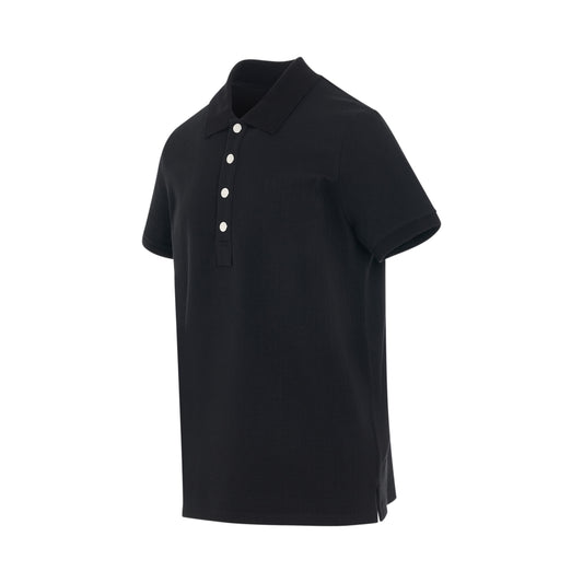 Monogram Cotton Pique Polo in Black