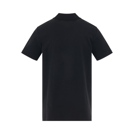 Monogram Cotton Pique Polo in Black