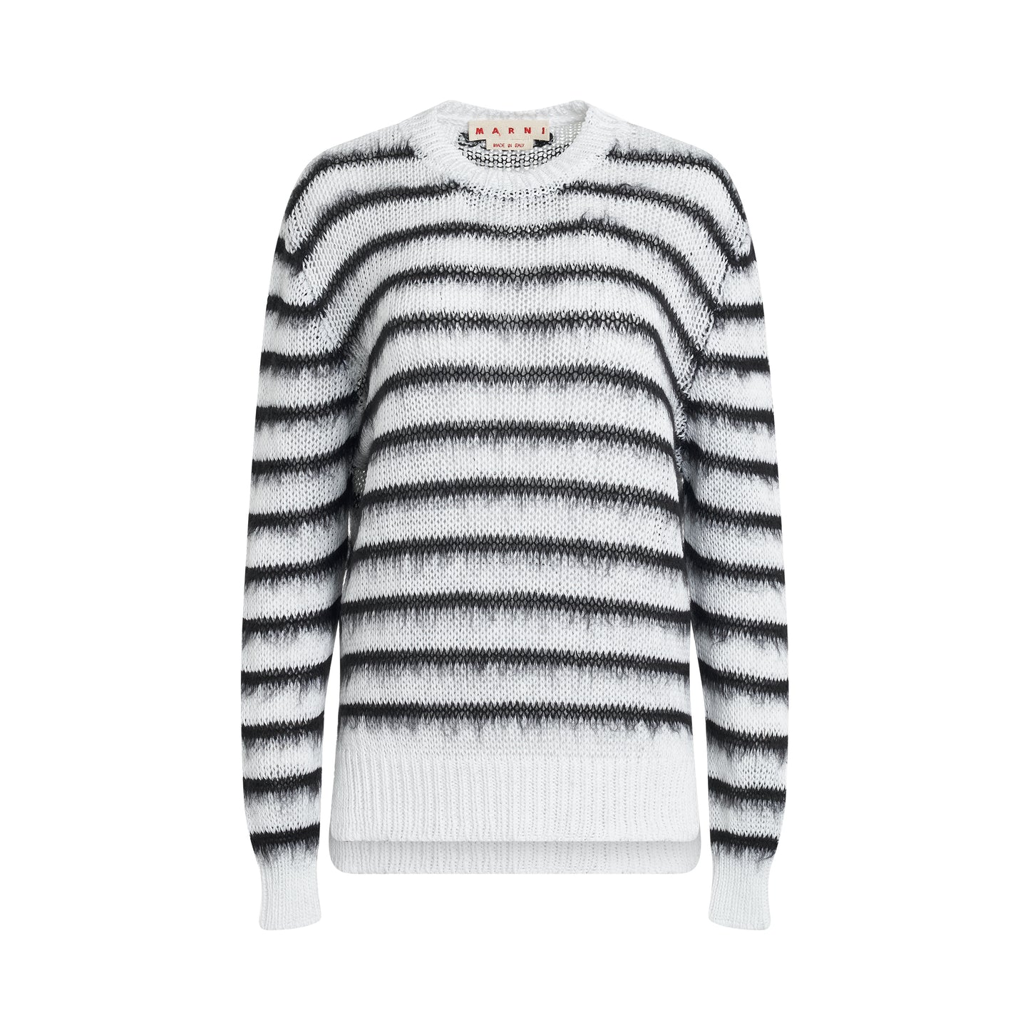 Stripe Knitted Sweater in White/Black