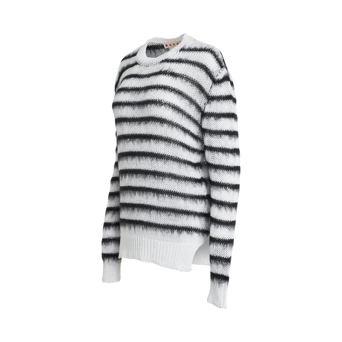 Stripe Knitted Sweater in White/Black