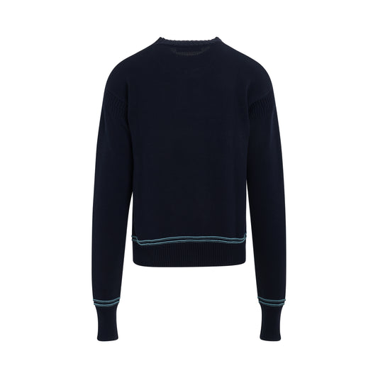 Intarsia Logo Crewneck Sweater in Eclipse