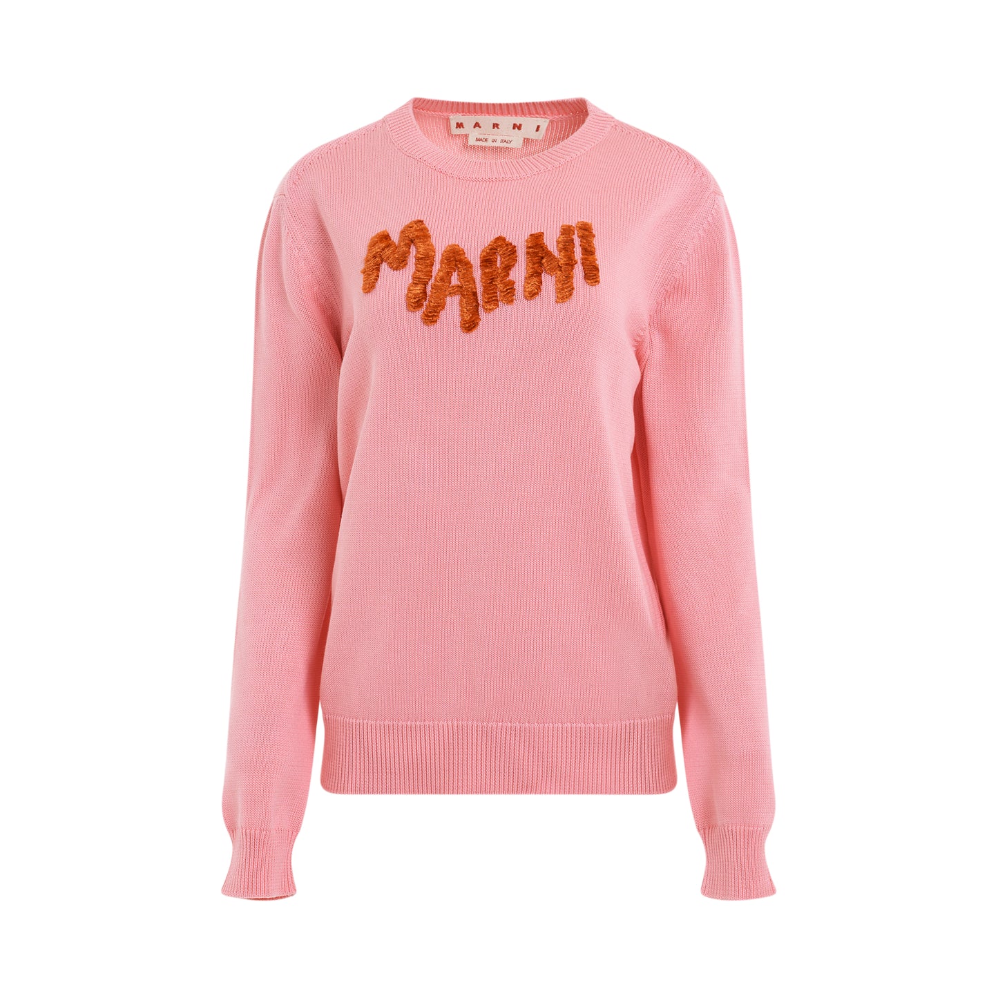 Embroidered Contrast Logo Sweater in Peony