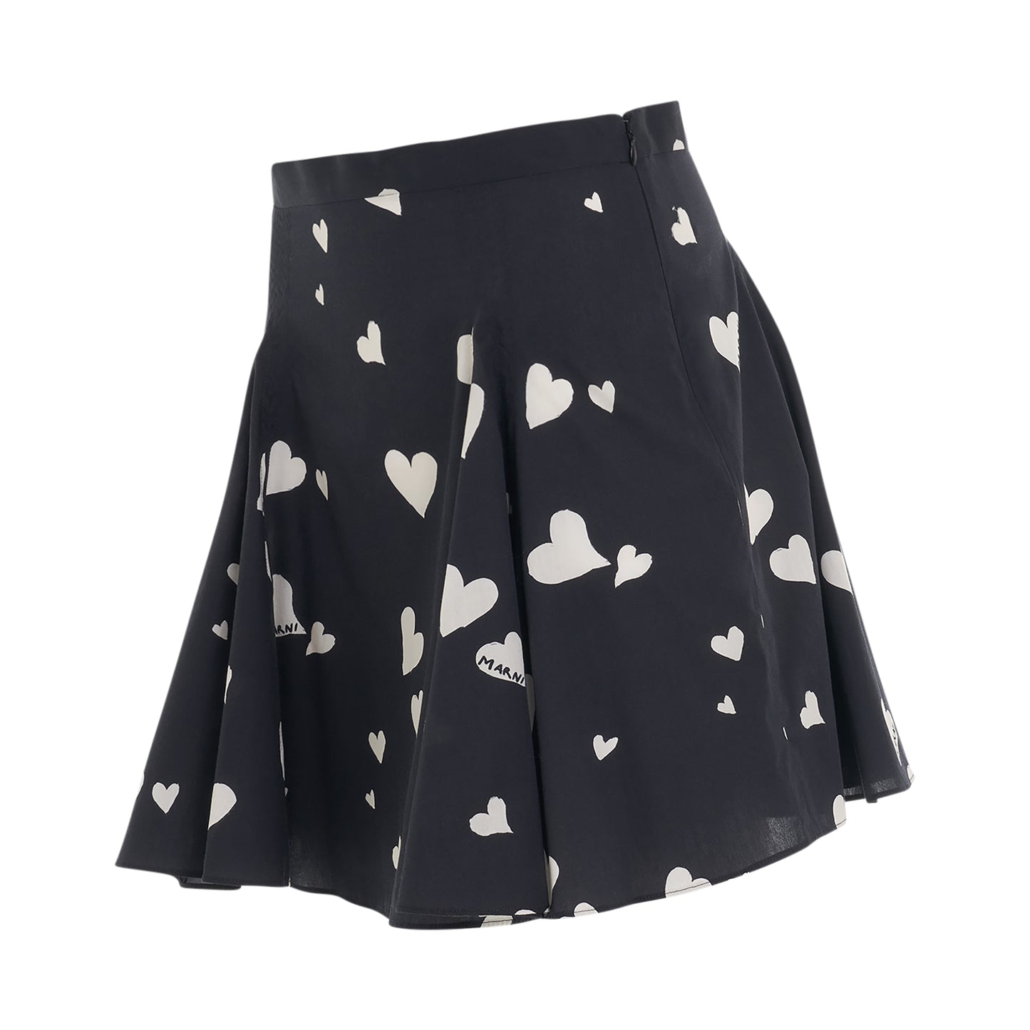 Heart-Printed Mini Skirt in Black
