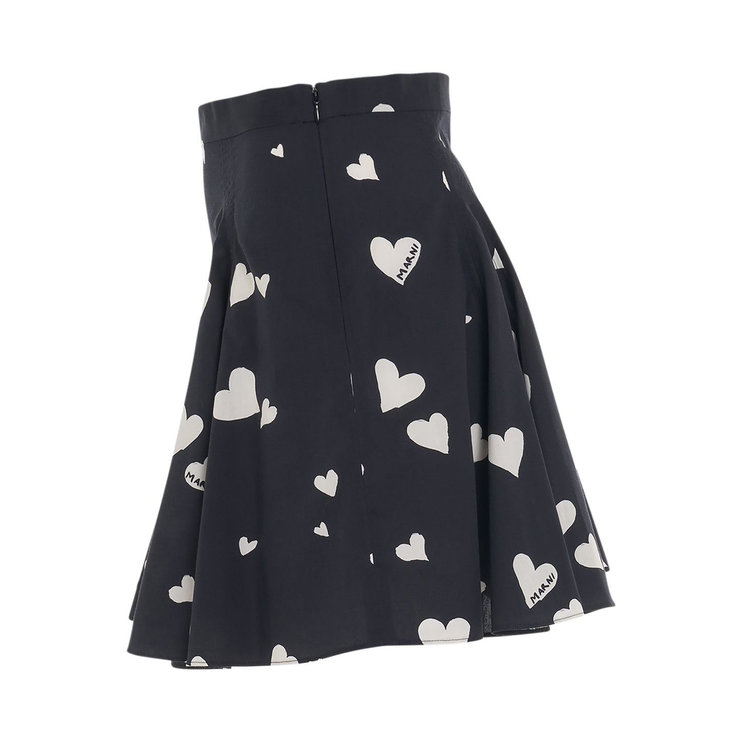 Heart-Printed Mini Skirt in Black