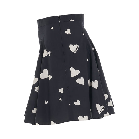 Heart-Printed Mini Skirt in Black