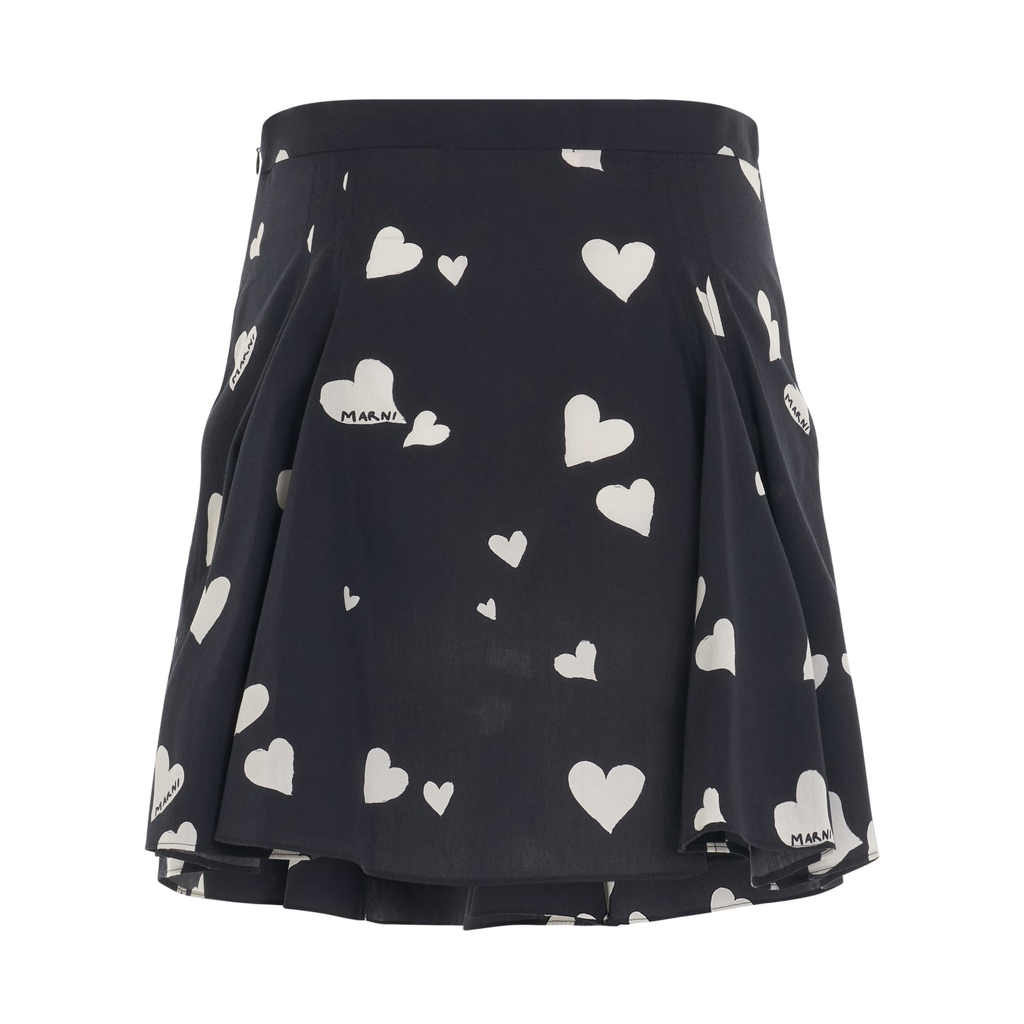 Heart-Printed Mini Skirt in Black
