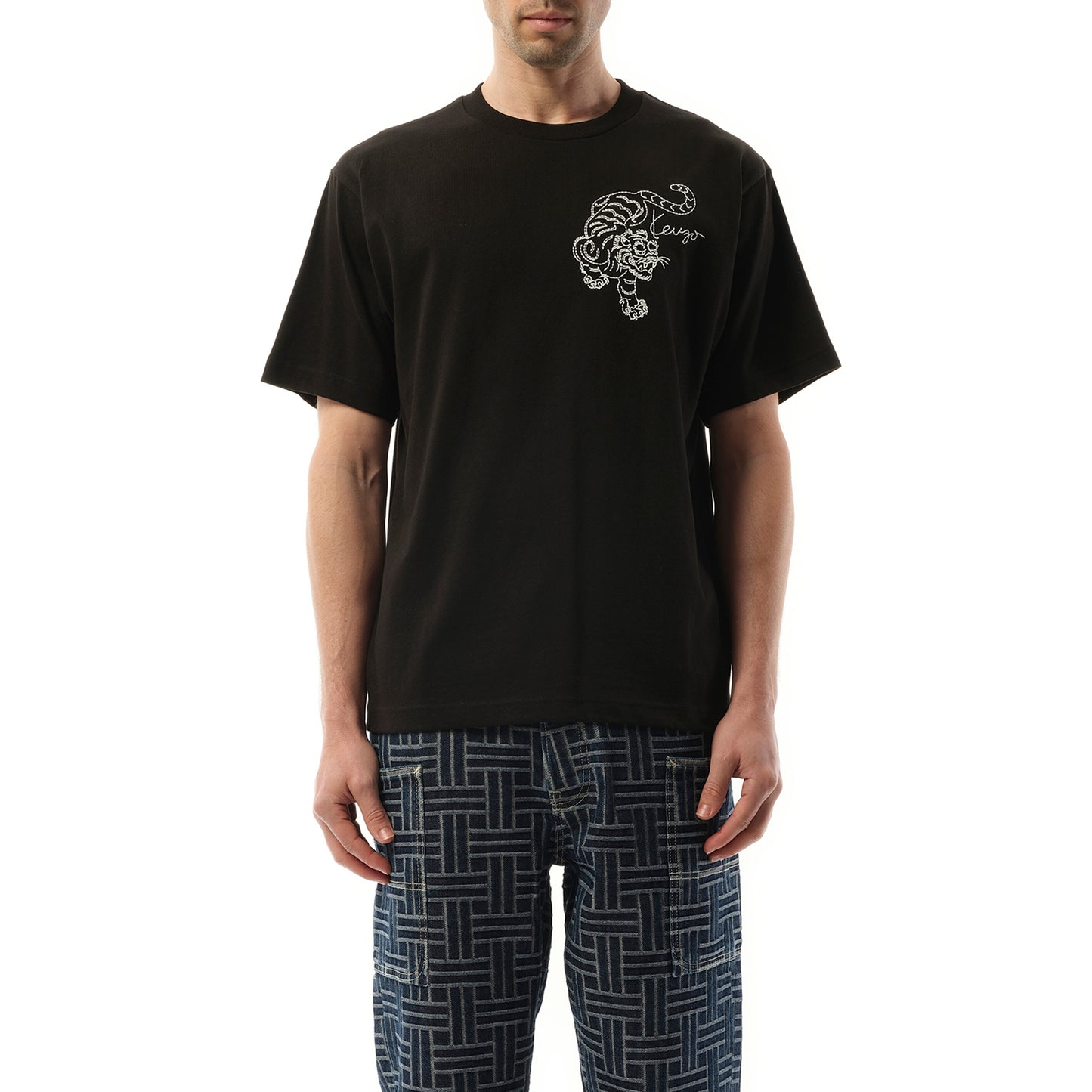 Gots Star Tiger Embroidered Oversize T-Shirt in Black