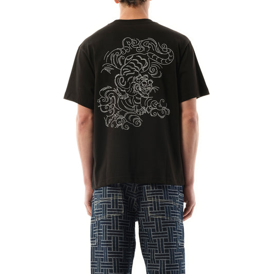 Gots Star Tiger Embroidered Oversize T-Shirt in Black