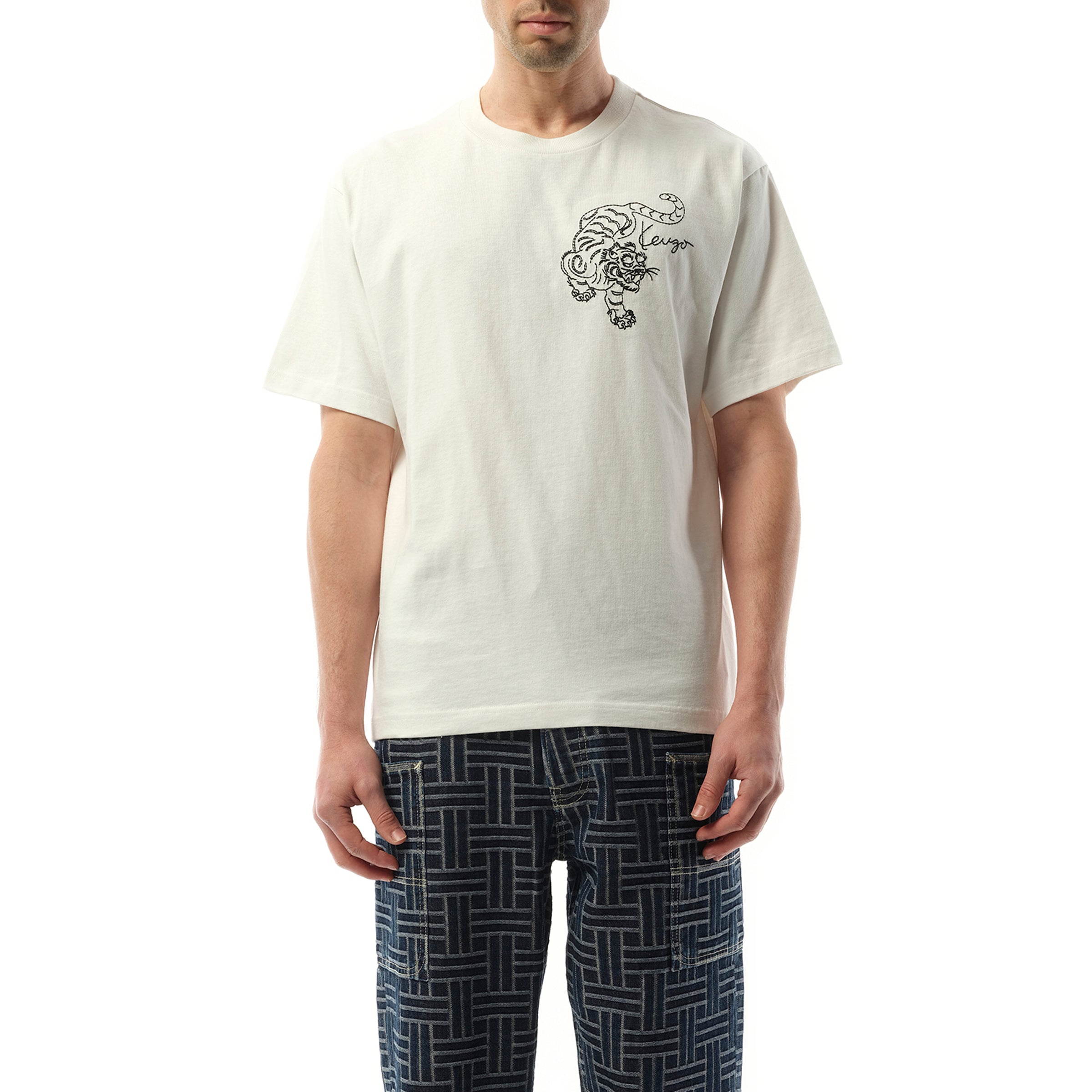 Gots Star Tiger Embroidered Oversize T-Shirt in Off White