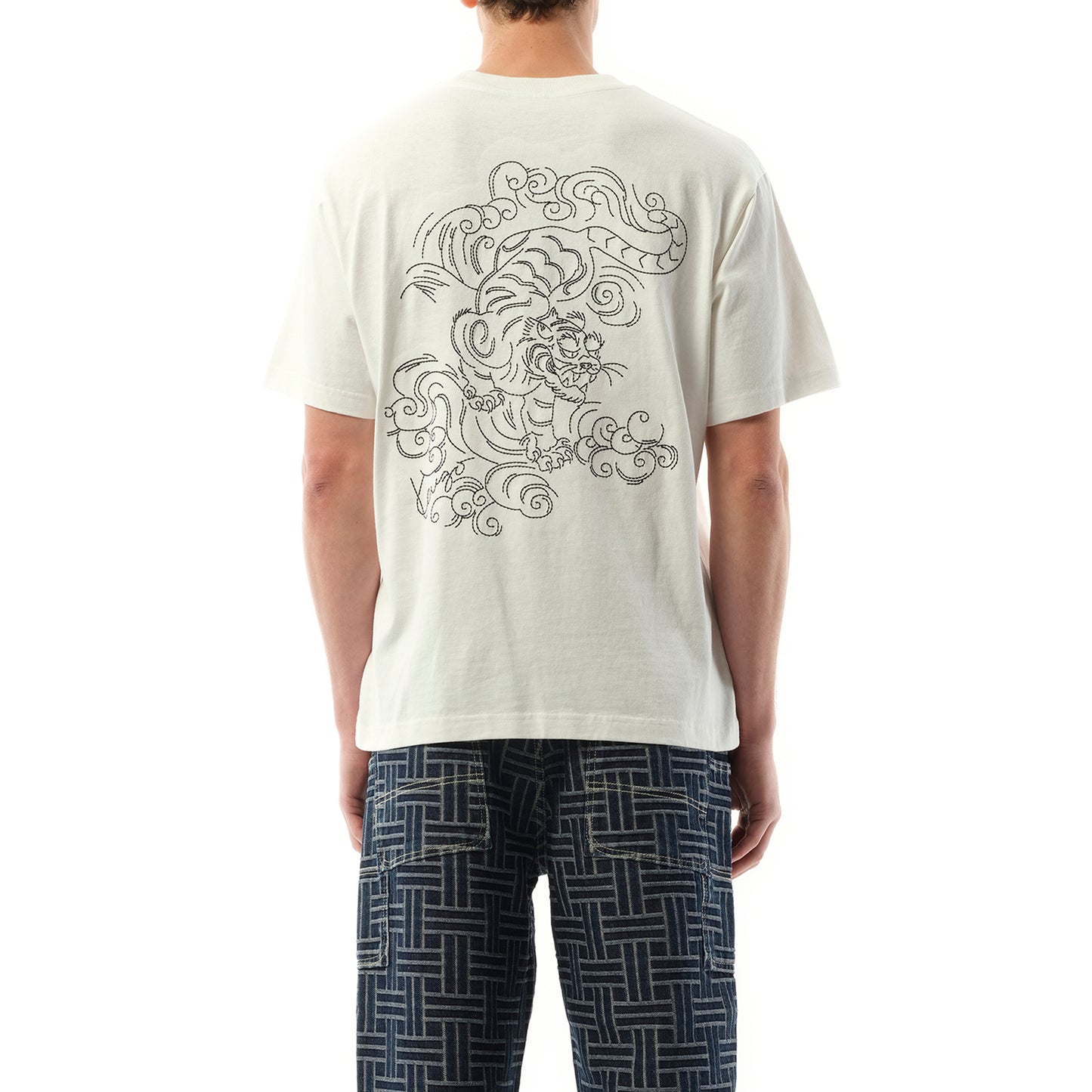 Gots Star Tiger Embroidered Oversize T-Shirt in Off White