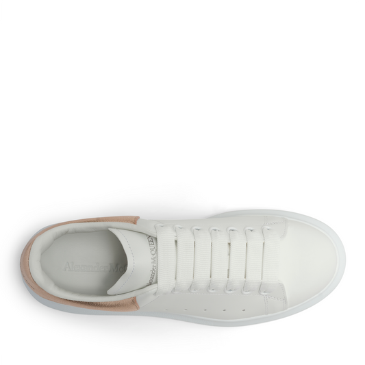 Larry Oversized Heel Sneaker in White/Rose Gold