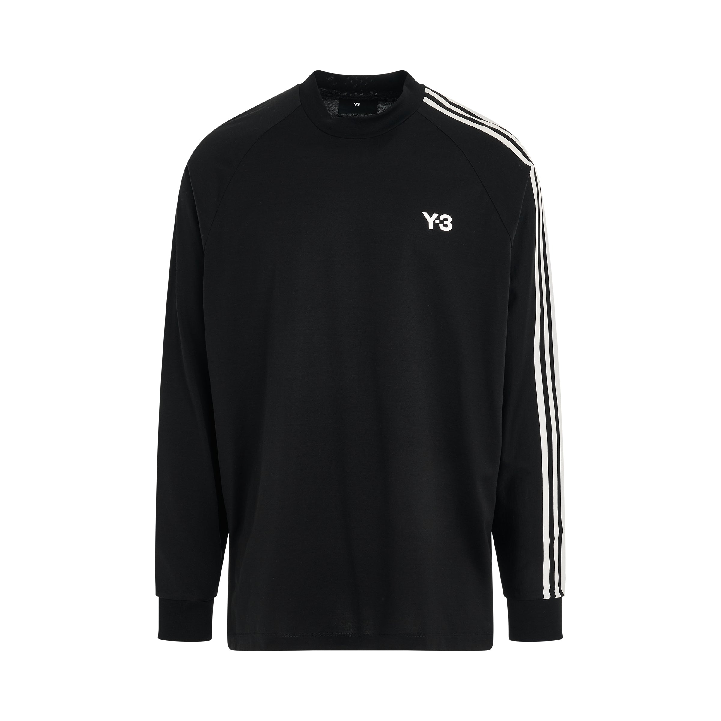 3 Stripes Long Sleeve T-shirt in Black/Off White